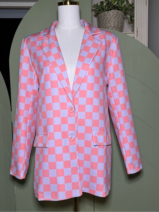 Boohoo Jackets & Blazers - Boohoo Pink and Lavender Checkered Blazer
